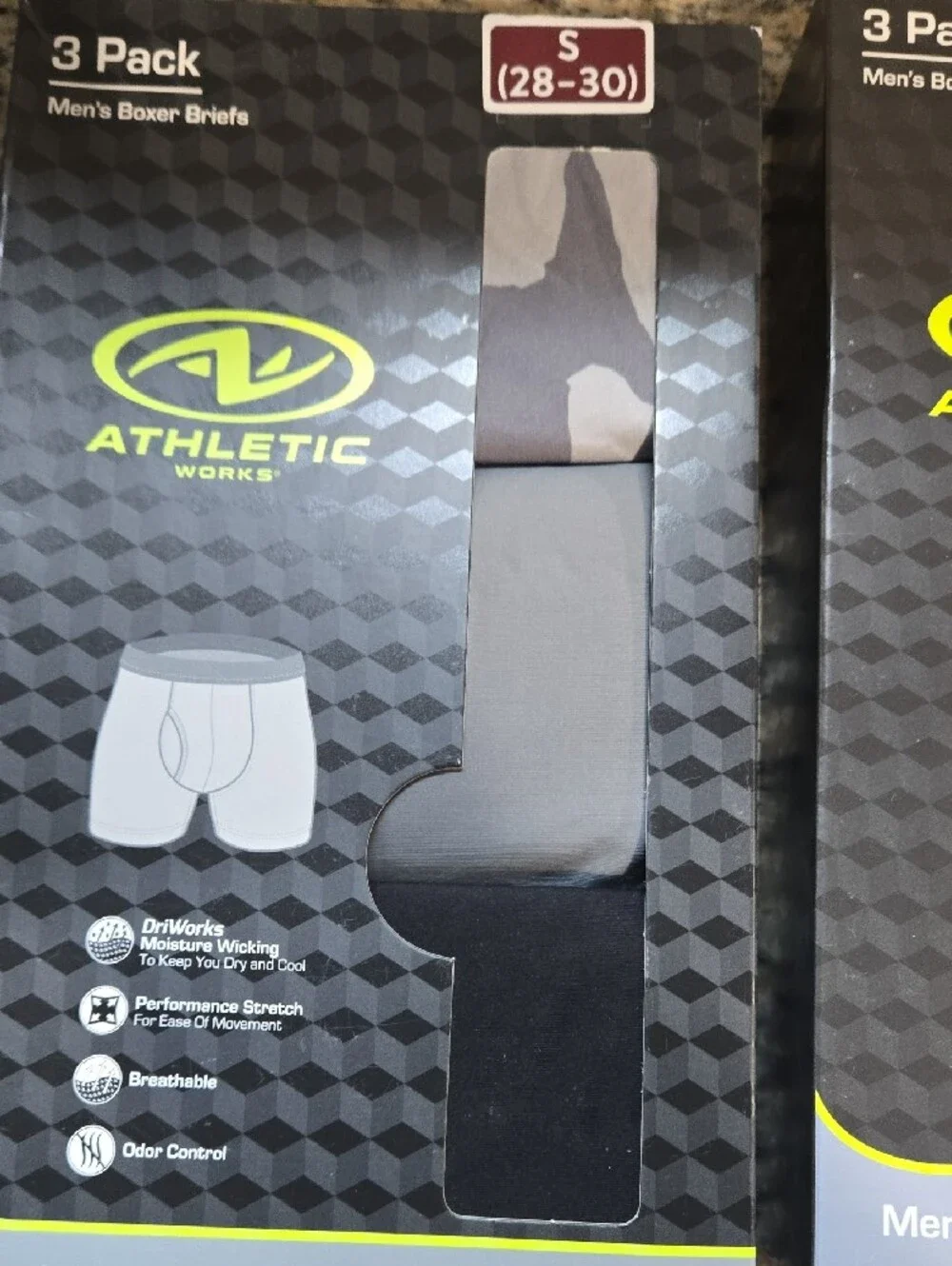 Athletic Works Men's Performance Boxer Briefs - Black & Olive (3-Pack)